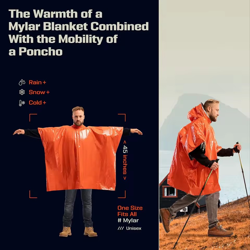Emergency Survival Rain Hot Po - Survival Blanket Reflective recension och pris